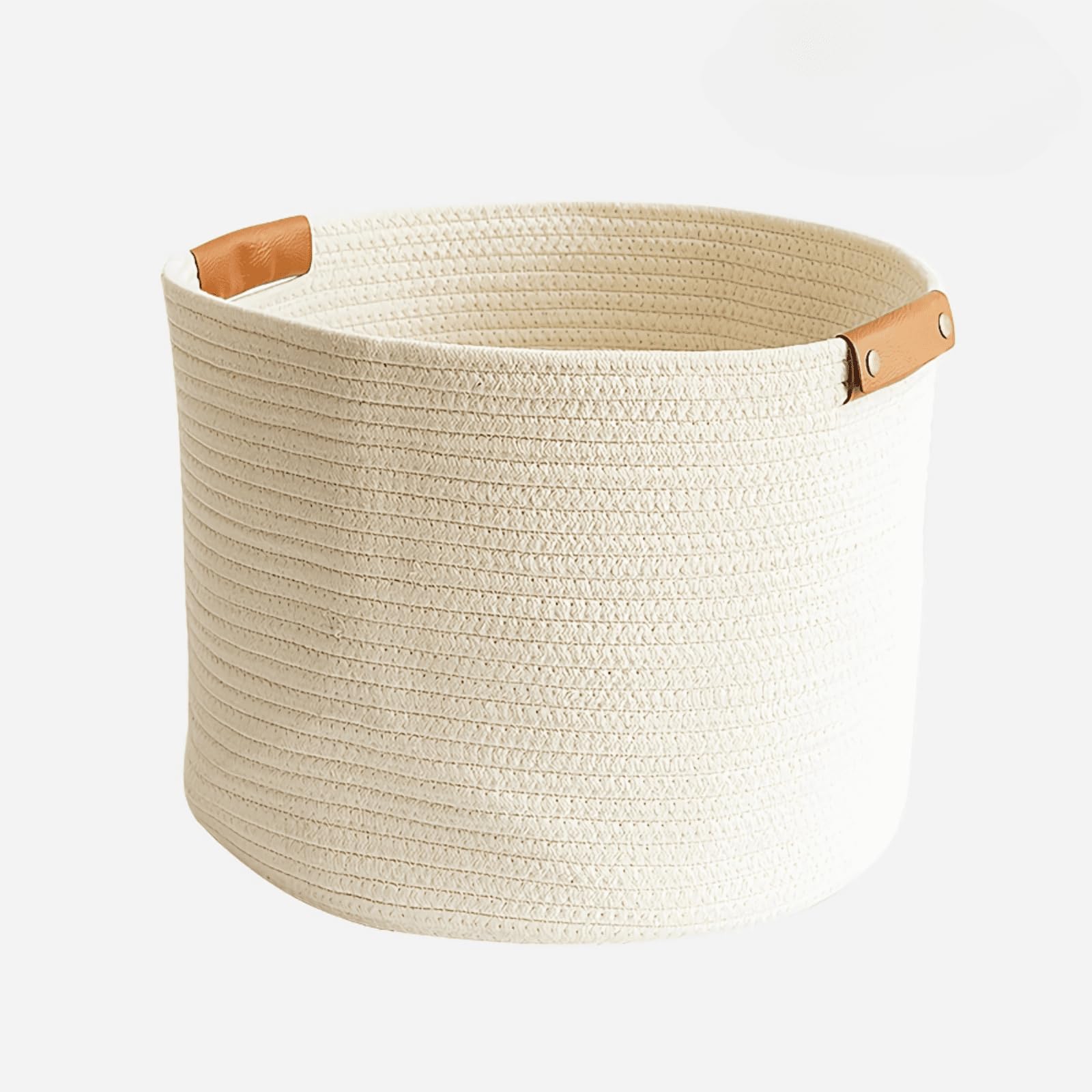 SOORXIEIN large cotton woven basket with handles for toy storage and room organization.