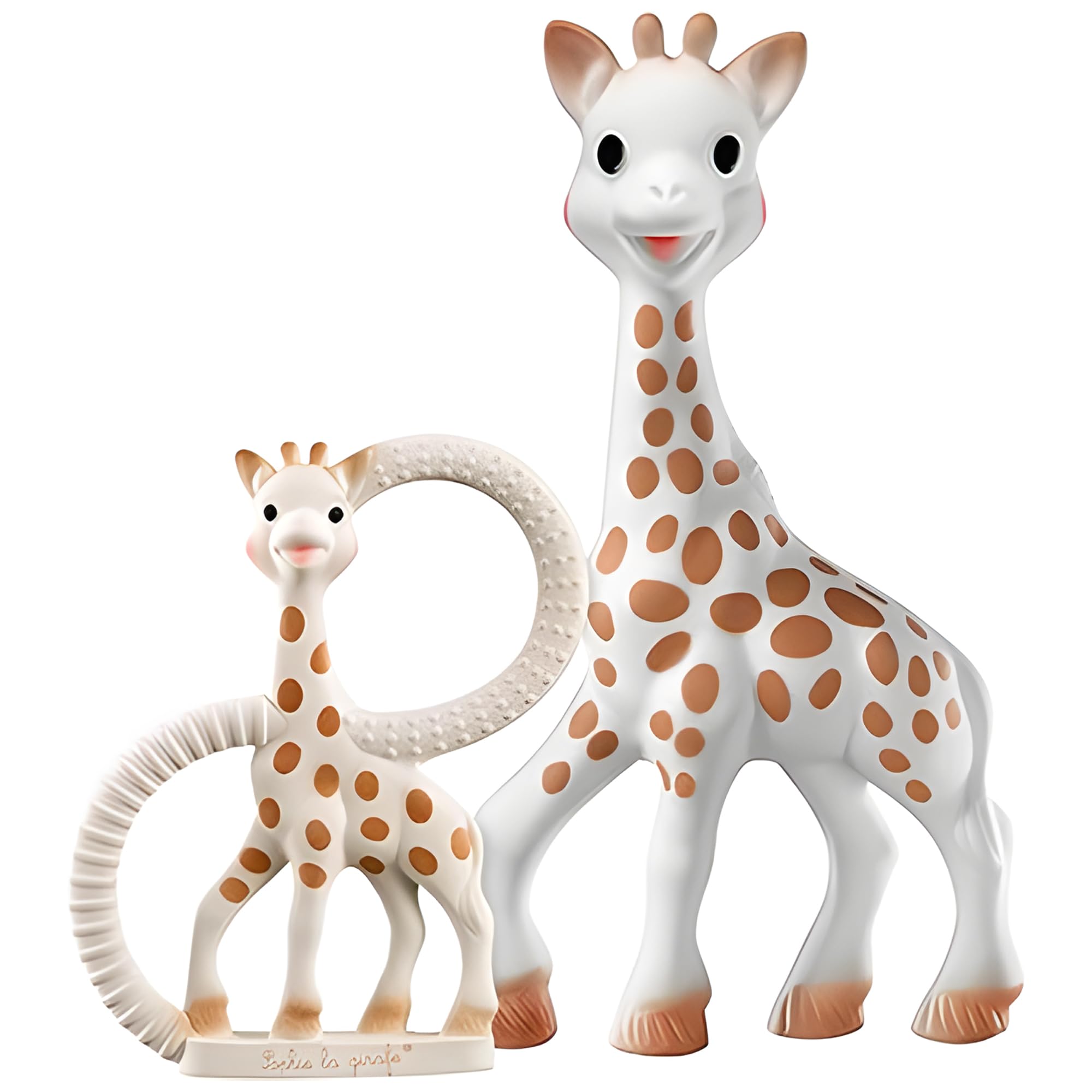 Sophie la girafe natural rubber material visible for safe chewing exploration