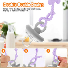 Sopkdey pacifier clip strap secures a pacifier quickly