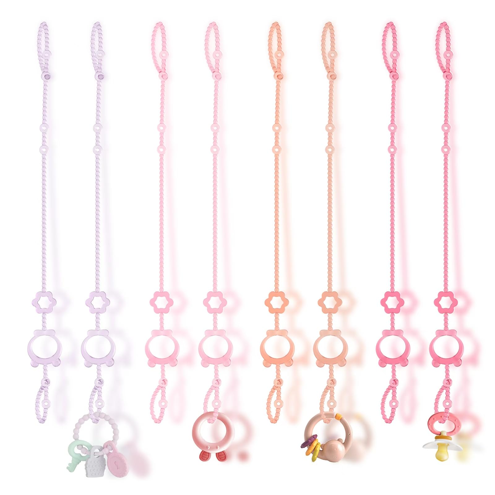 SOPKDEY Toy Straps on a stroller keep toys secure and within reach.