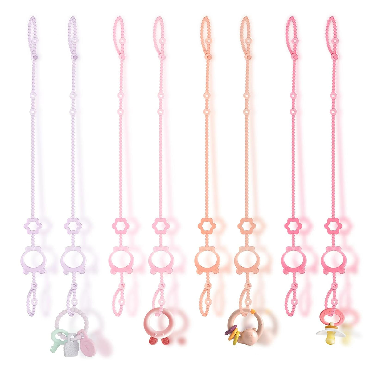 SOPKDEY Toy Straps on a stroller keep toys secure and within reach.