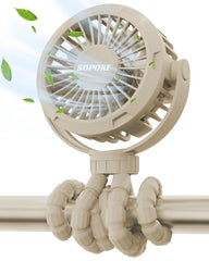 SOPOKE mini stroller fan 360-degree tripod breeze for versatile cooling on the go.