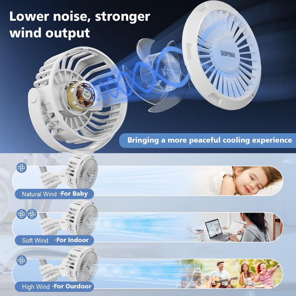 SOPOKE lightweight, compact design fits on strollers or bags for easy cooling.