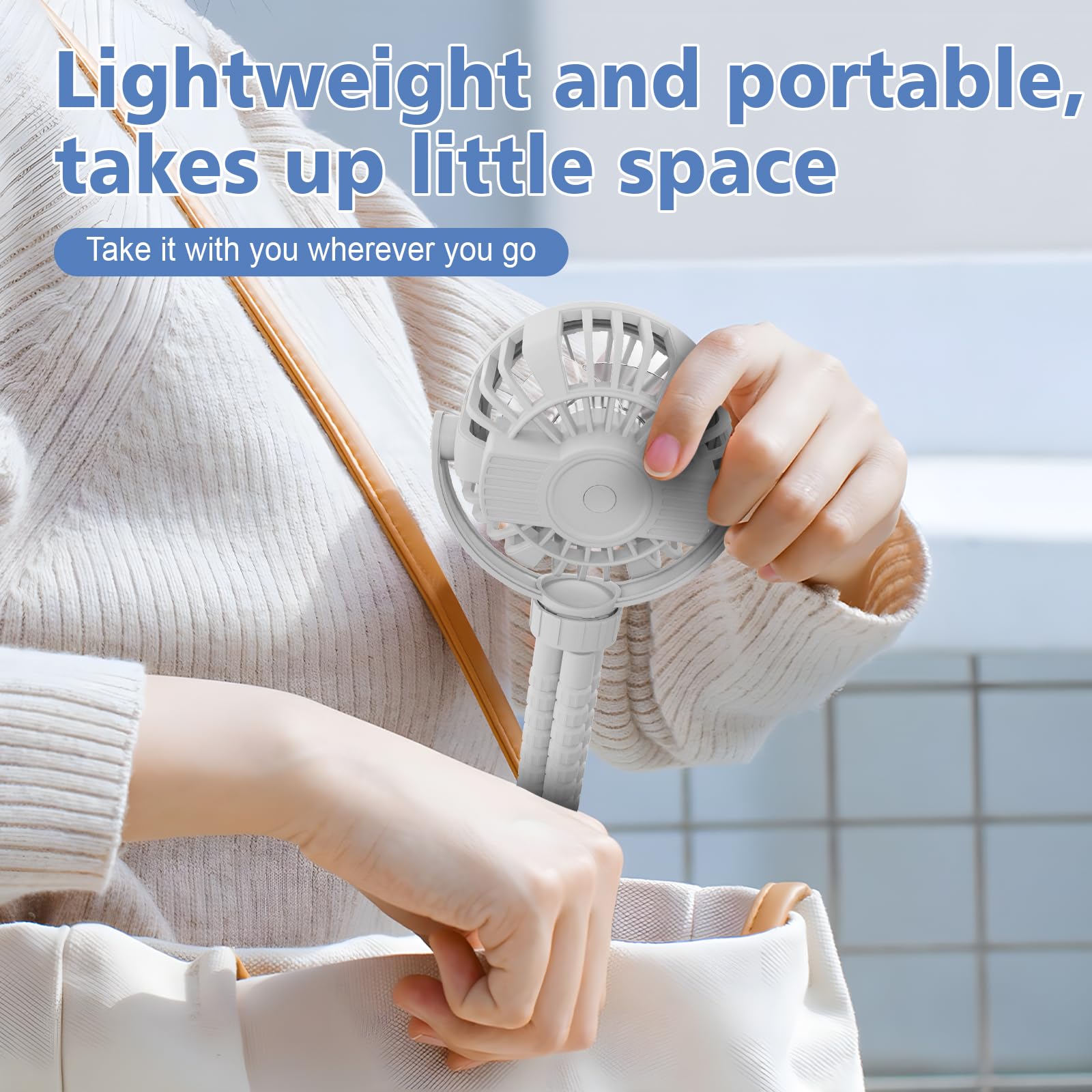 SOPOKE portable fan ideal for travel or crib use with adjustable breeze.