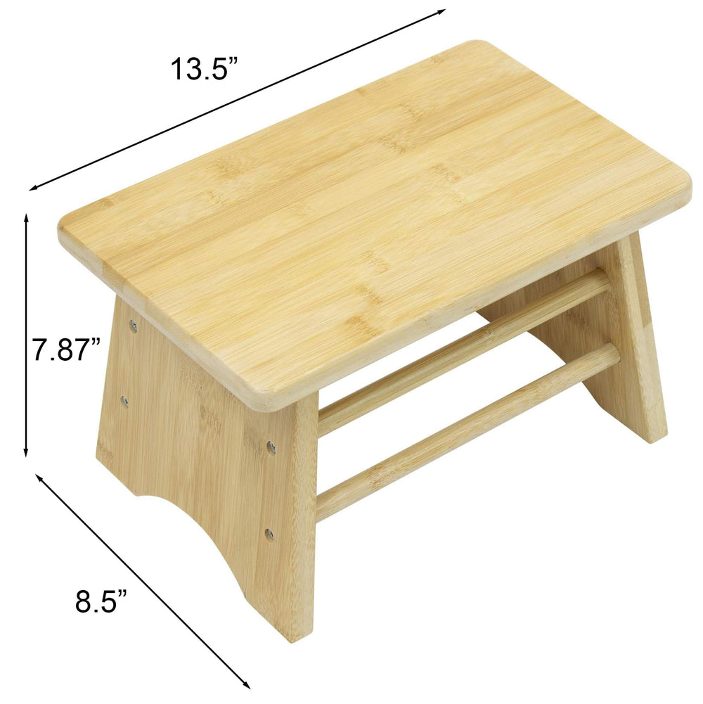 Sorbus Bamboo Step Stool demonstrates versatile uses in kitchen, bathroom, and living spaces