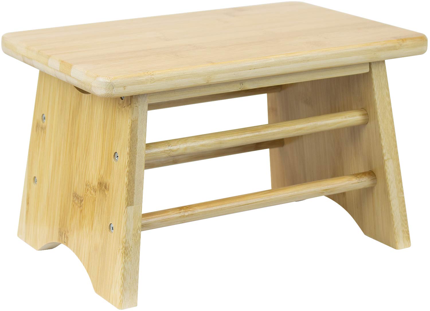 Sorbus Bamboo Step Stool side view shows a sturdy, compact reach aid for shelves