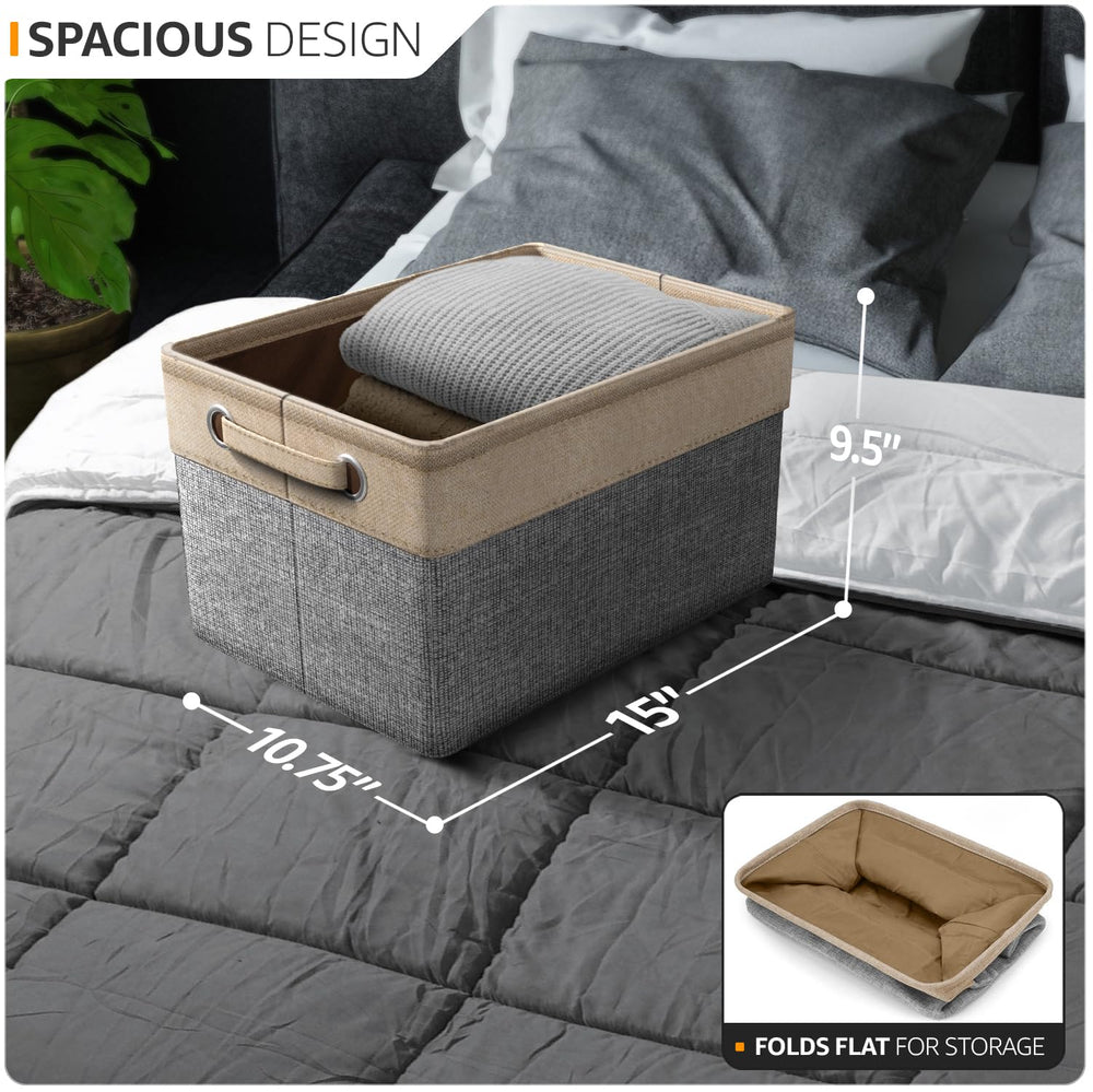 Sorbus collapsible bins with dual handles are easy to transport around the home.