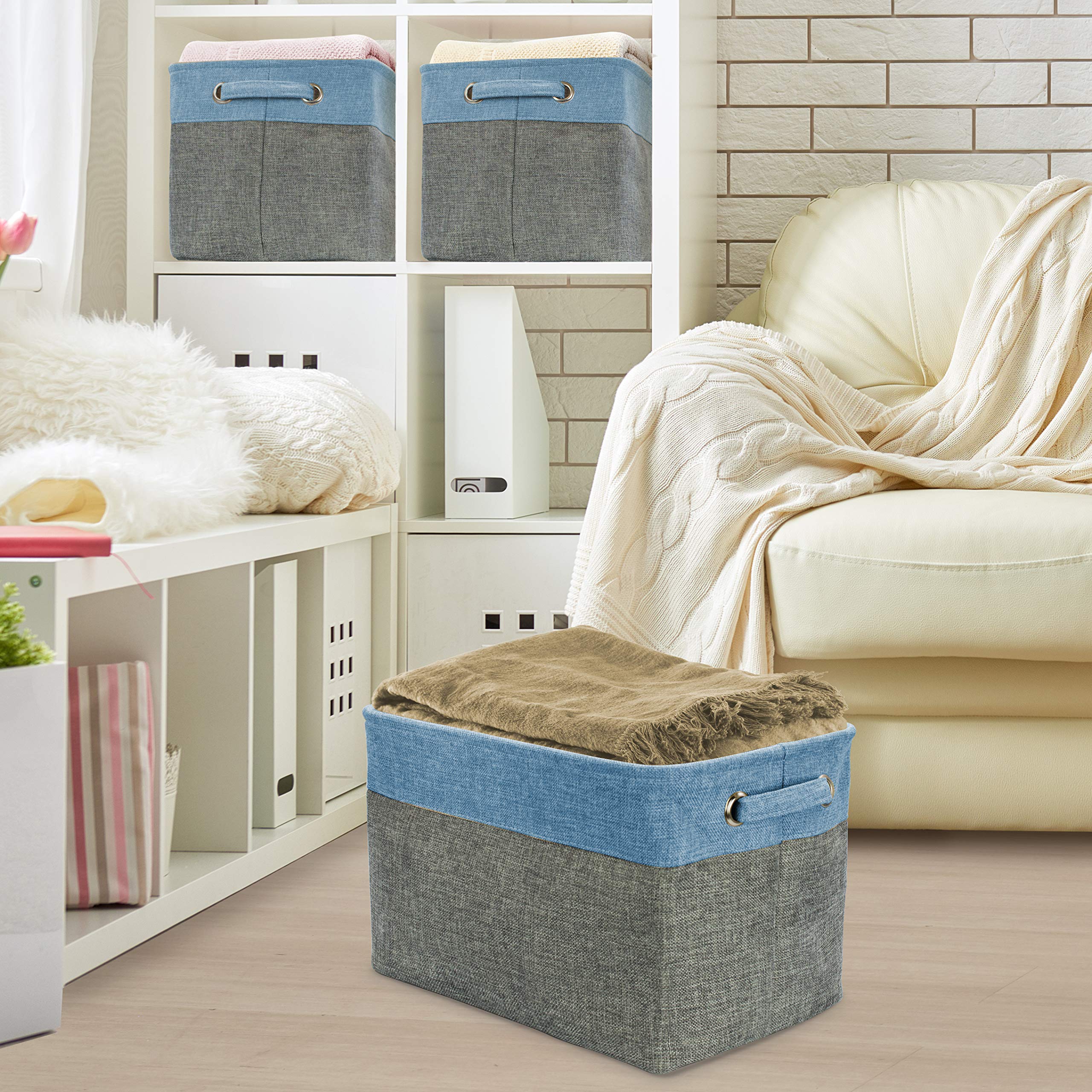 Sorbus Cubby bin keeps books and magazines neatly organized on shelves
