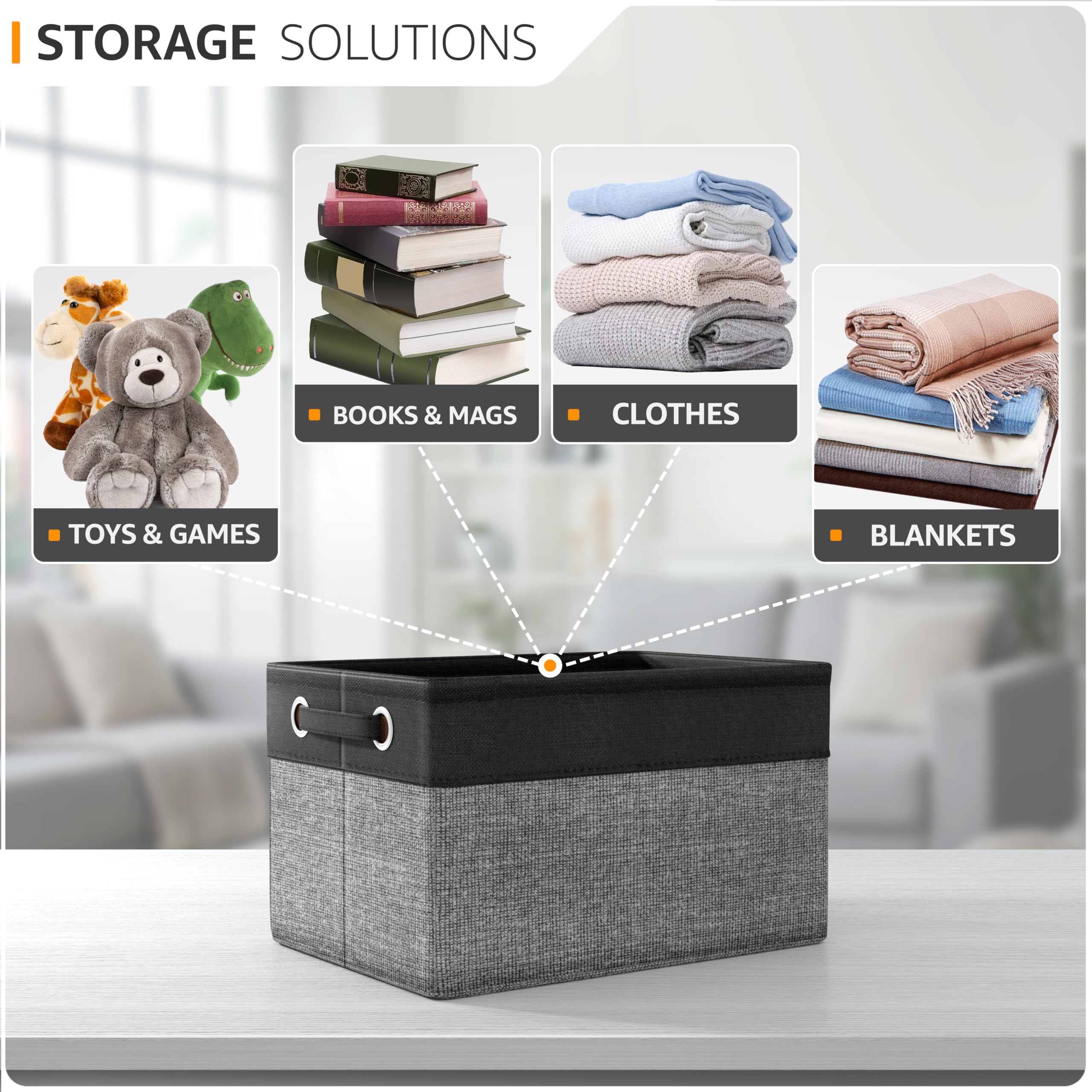 Sorbus decorative storage baskets for shelves in neutral grey-tan