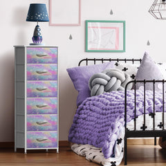 Aqua Sorbus dresser with fabric drawers front for organized storage.