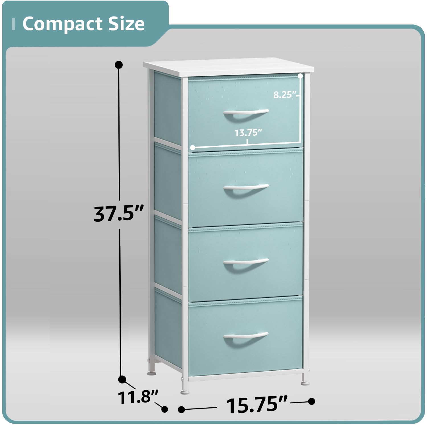 Sorbus Dresser Storage Tower closed drawers – discreet storage for cosmetics and toys.