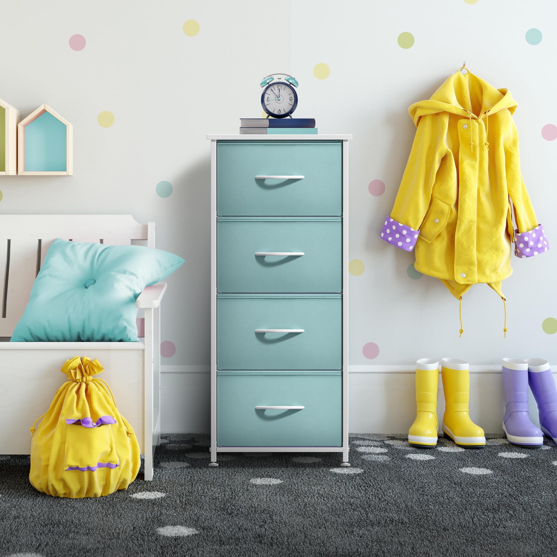 Sorbus Dresser Storage Tower foldable drawers – portable and simple to relocate.