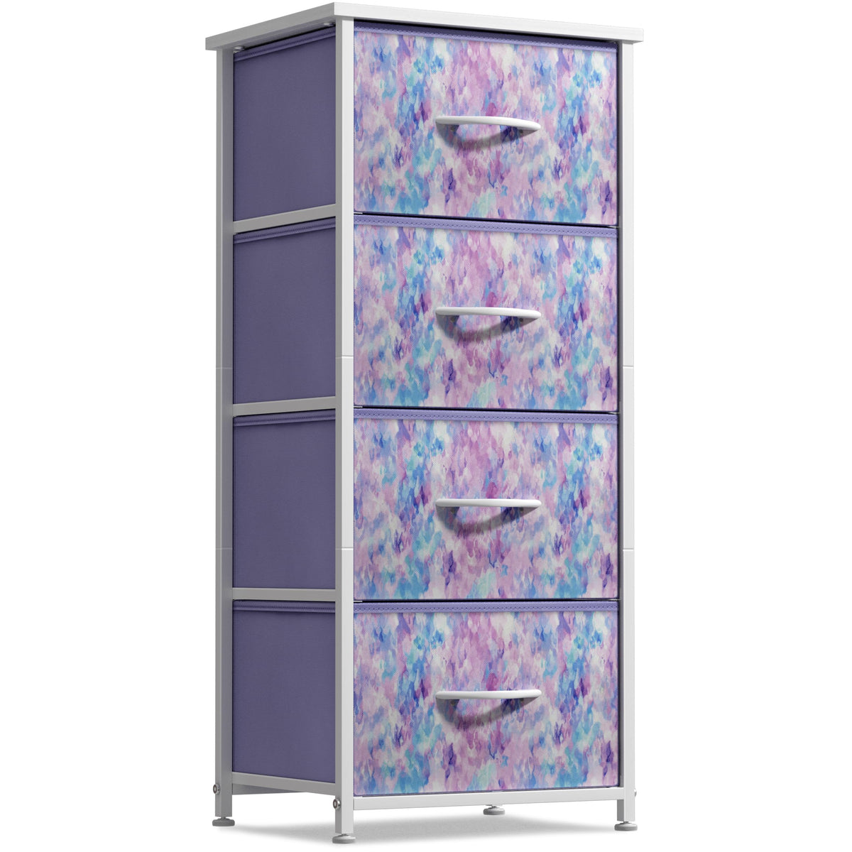 Sorbus dresser storage tower front view with tie-dye drawers for bedside storage