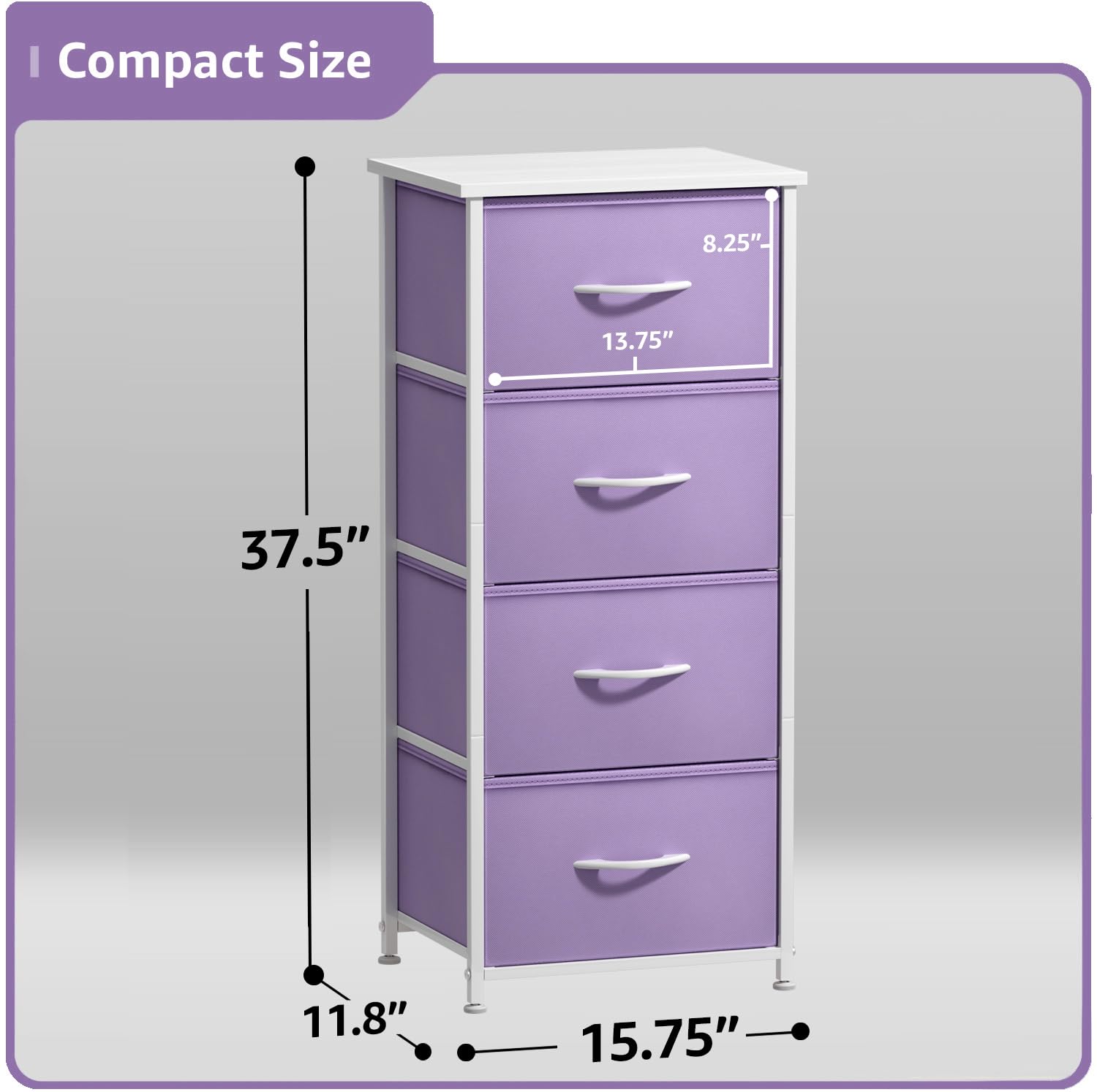 Sorbus pastel purple fabric drawers brighten kids' room storage
