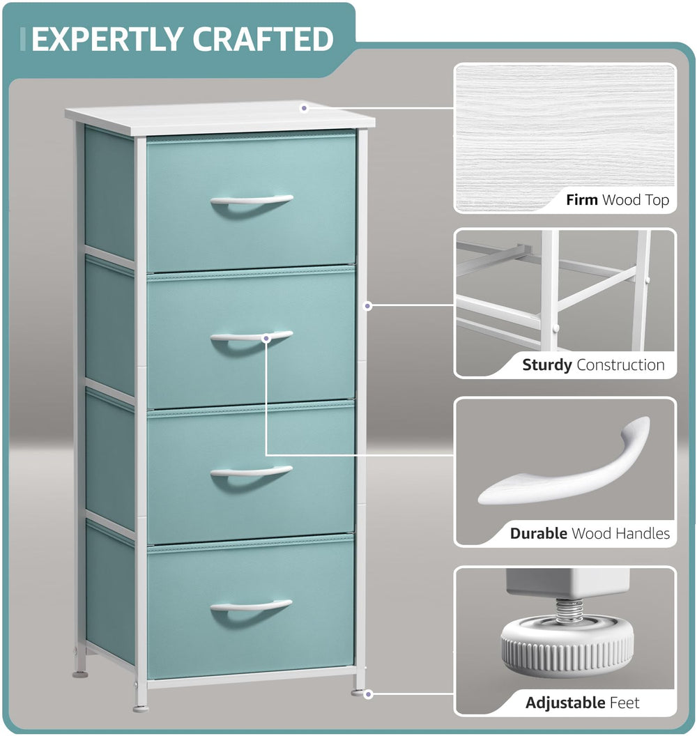 Sorbus Dresser Storage Tower side view – compact, space-saving design.