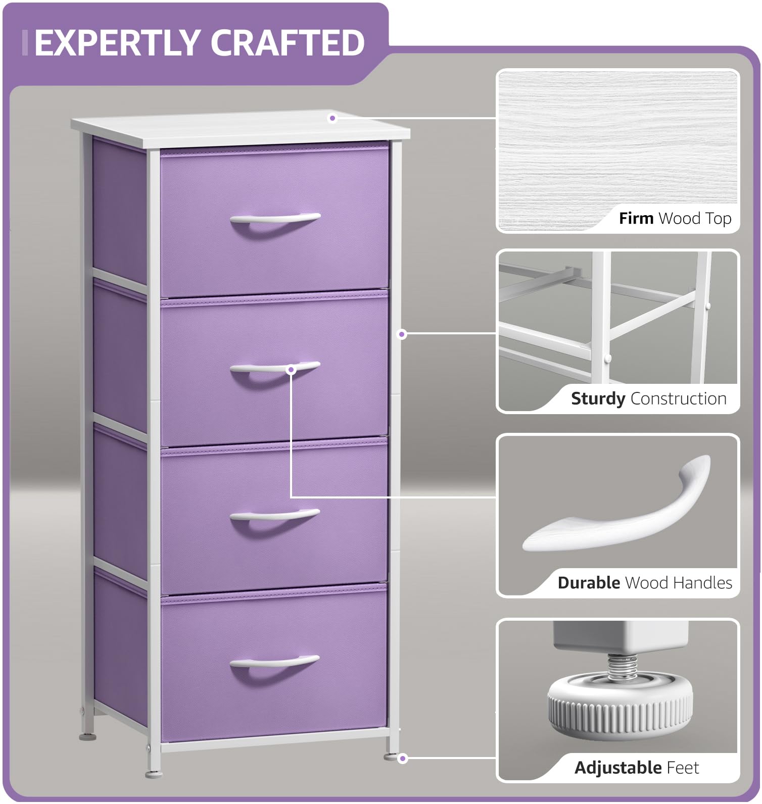 Sorbus dresser storage tower with steel frame for durable, portable storage