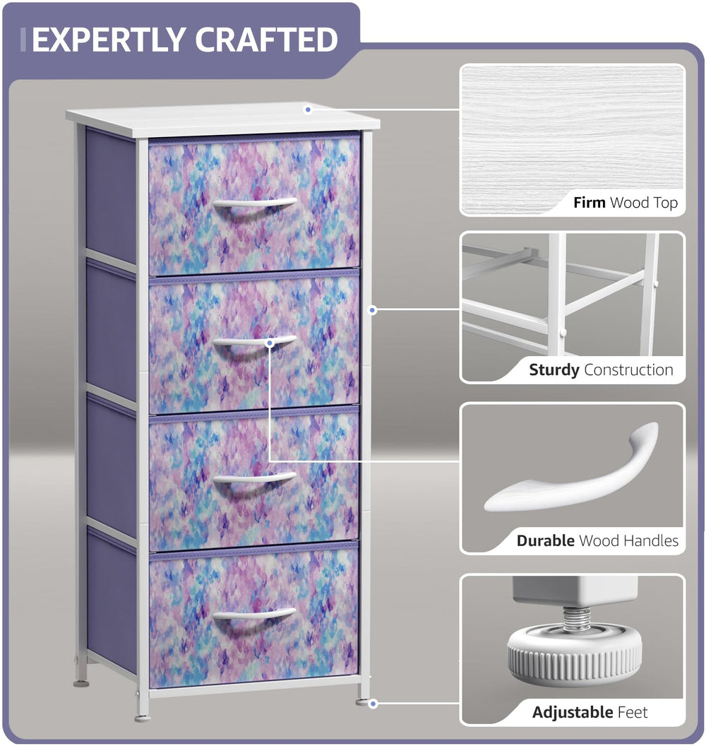 Sorbus dresser storage tower tie-dye design adds colorful room style