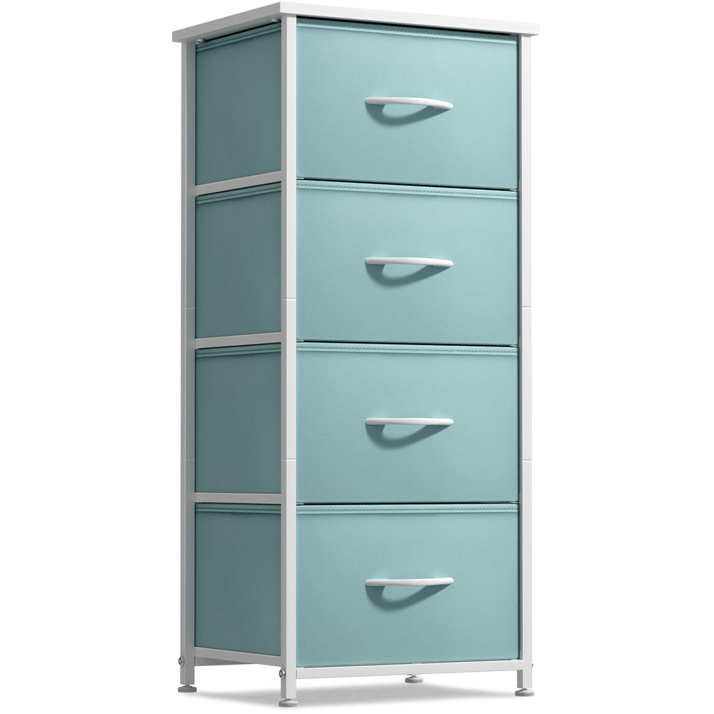 Sorbus Dresser Storage Tower with wood top – perfect for bedside lamp and display.
