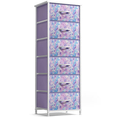 Sorbus Fabric Dresser with 6 drawers and wood top keeps kids’ clothes organized.