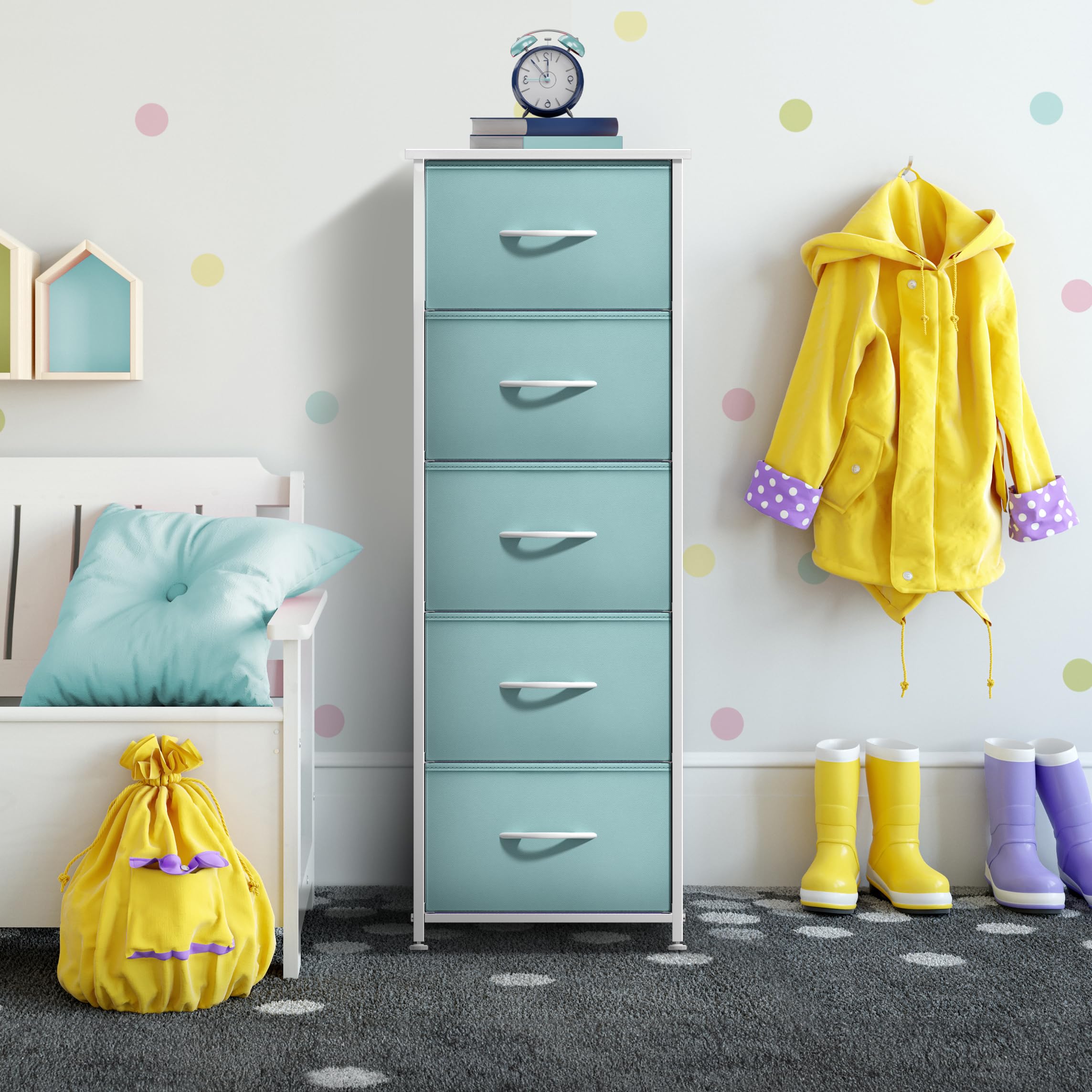 Sorbus Fabric Dresser Aqua assembly and easy setup in minutes.