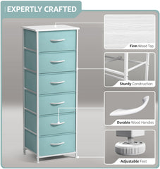 Sorbus Fabric Dresser Aqua drawer open showing eight-inch deep storage