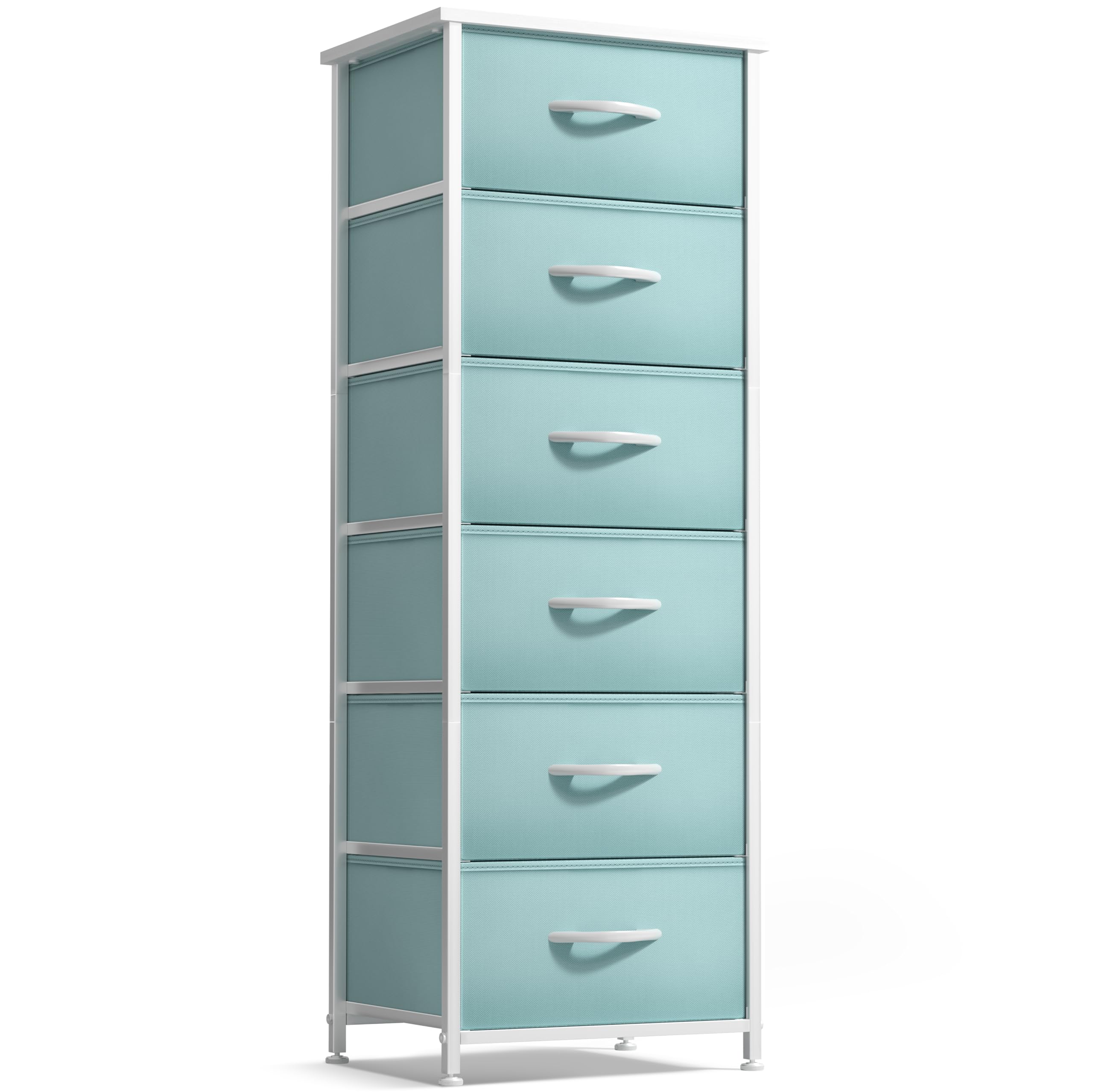 Sorbus Fabric Dresser Aqua top view showing steel frame and stable surface