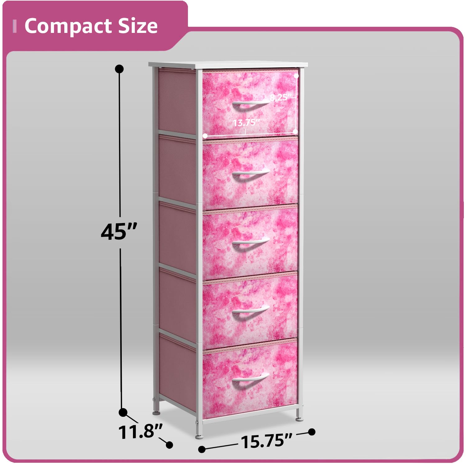 Sorbus fabric dresser foldable drawers shown folded for compact storage