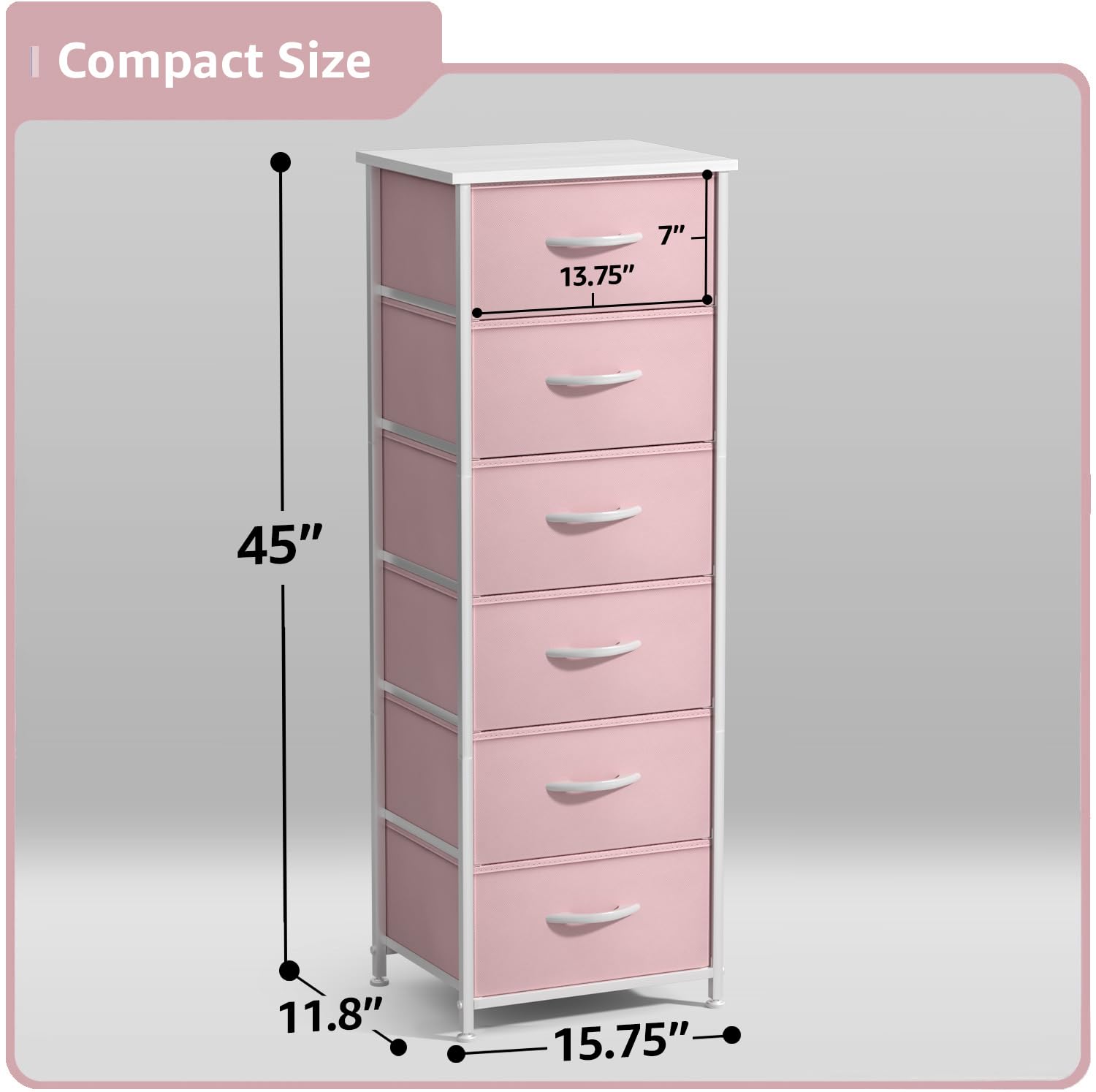Sorbus fabric dresser pink drawer open showcasing spacious fabric compartments.