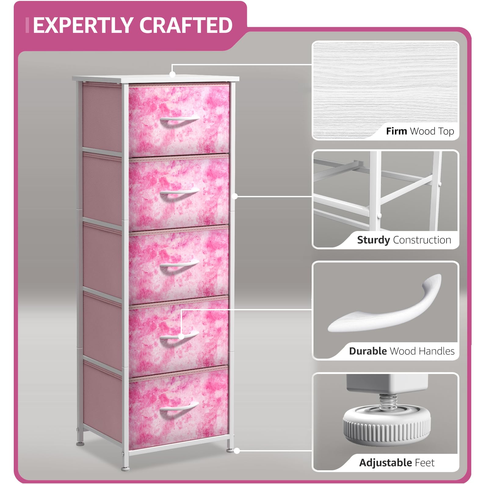 Sorbus fabric dresser steel frame tall storage tower keeps closet organized