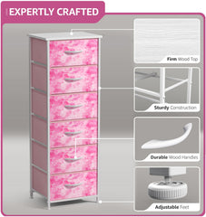 Sorbus fabric dresser tie-dye pink in kids room illustrates playful storage solution.