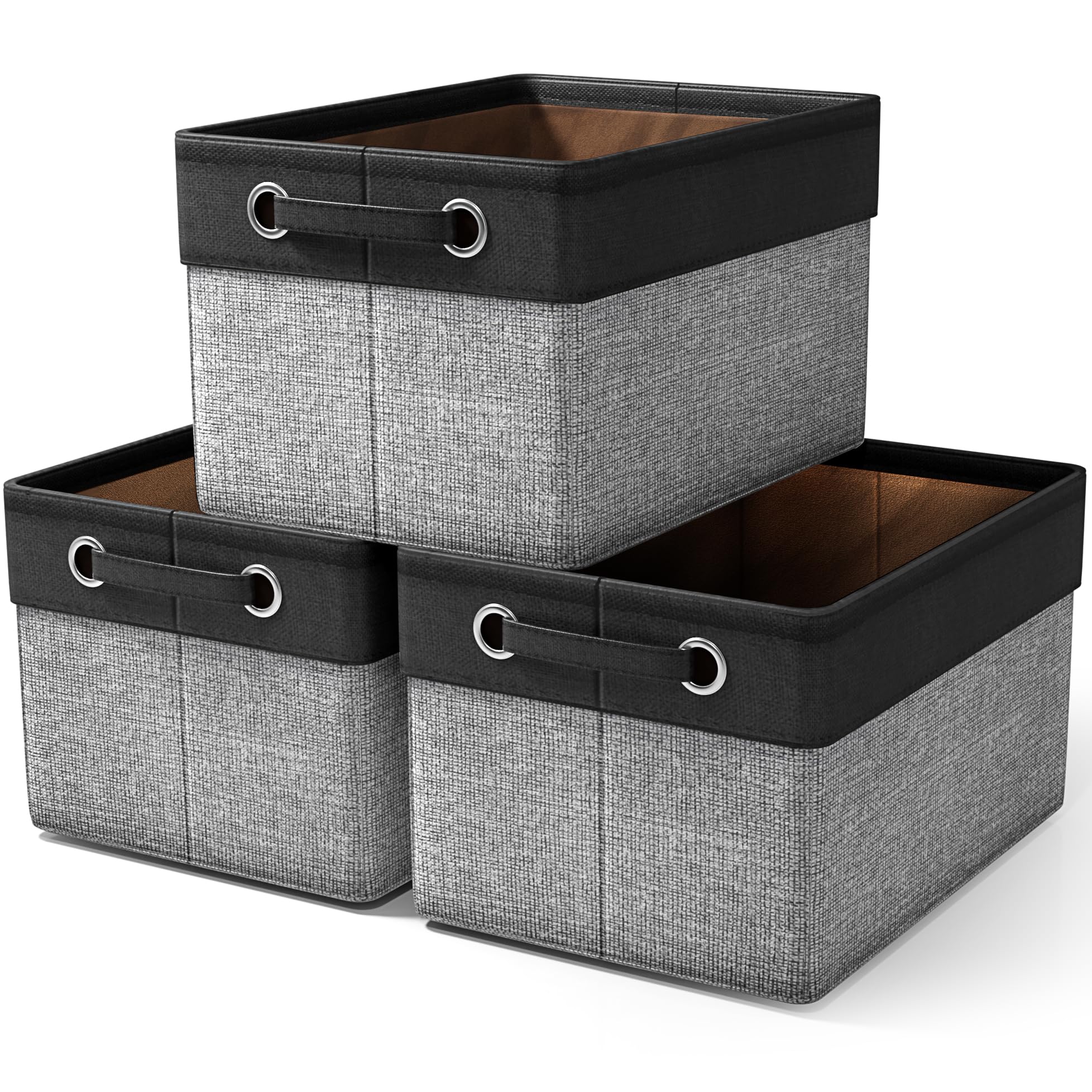 Sorbus fabric storage cubes 15inch collapsible grey-tan for tidy closet organization