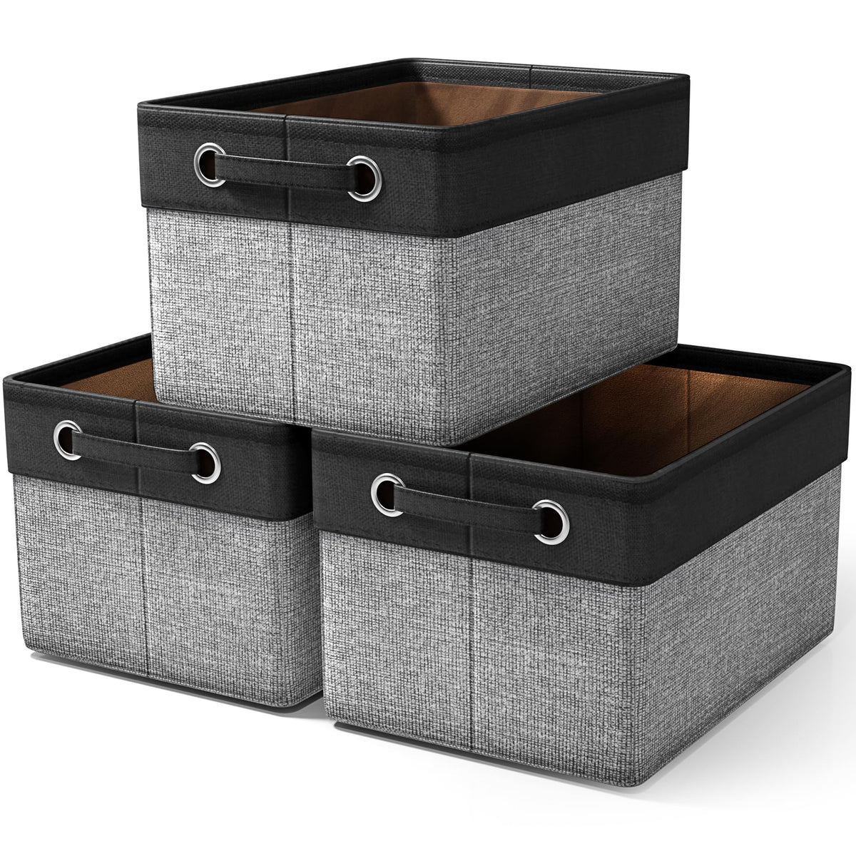 Sorbus fabric storage cubes 15inch collapsible grey-tan for tidy closet organization