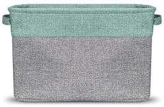 Cotton and jute Sorbus baskets in teal ready for closet or shelf organization.