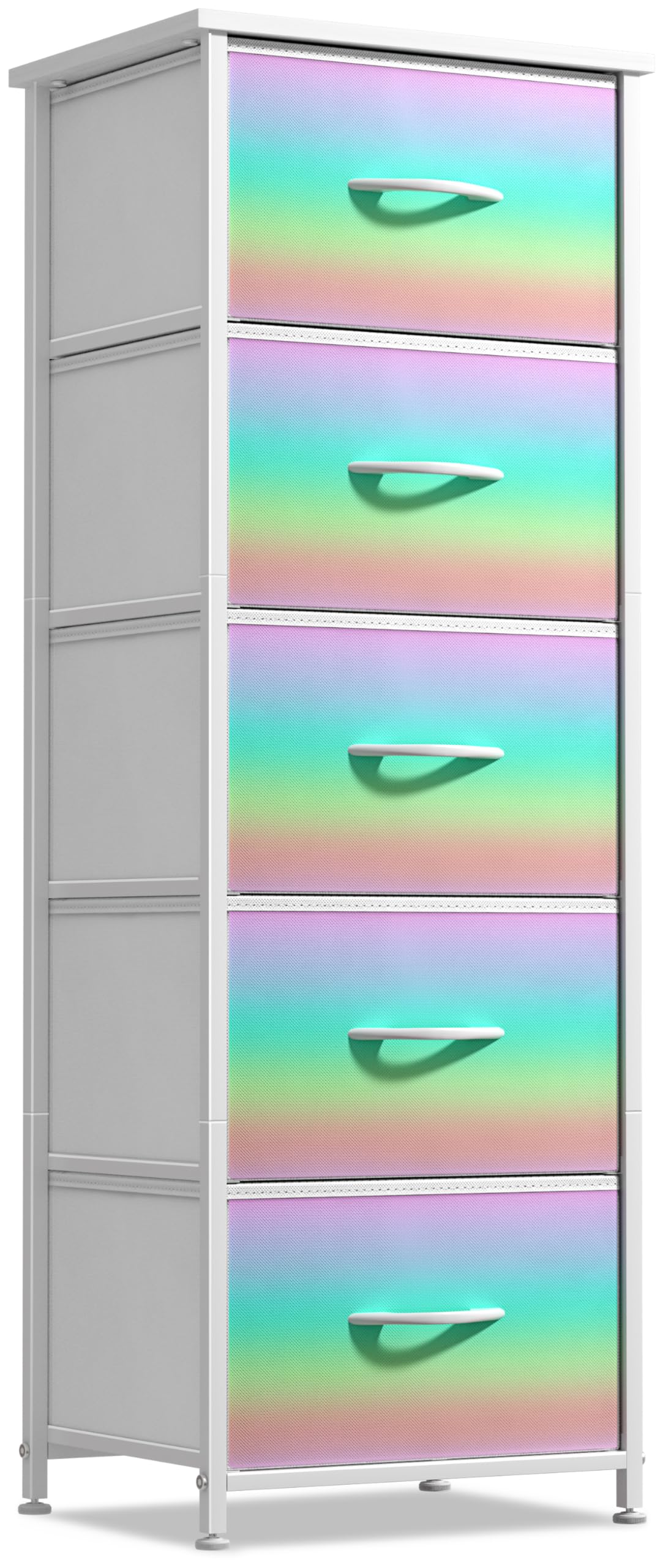 Sorbus Kids Dresser with 5 Drawers featuring rainbow bins for tidy clothes