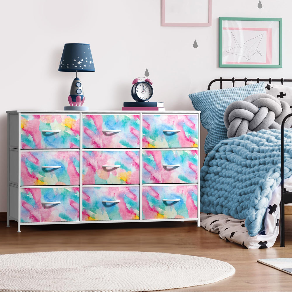 Sorbus Kids Dresser fabric drawers foldable for easy storage and relocation.