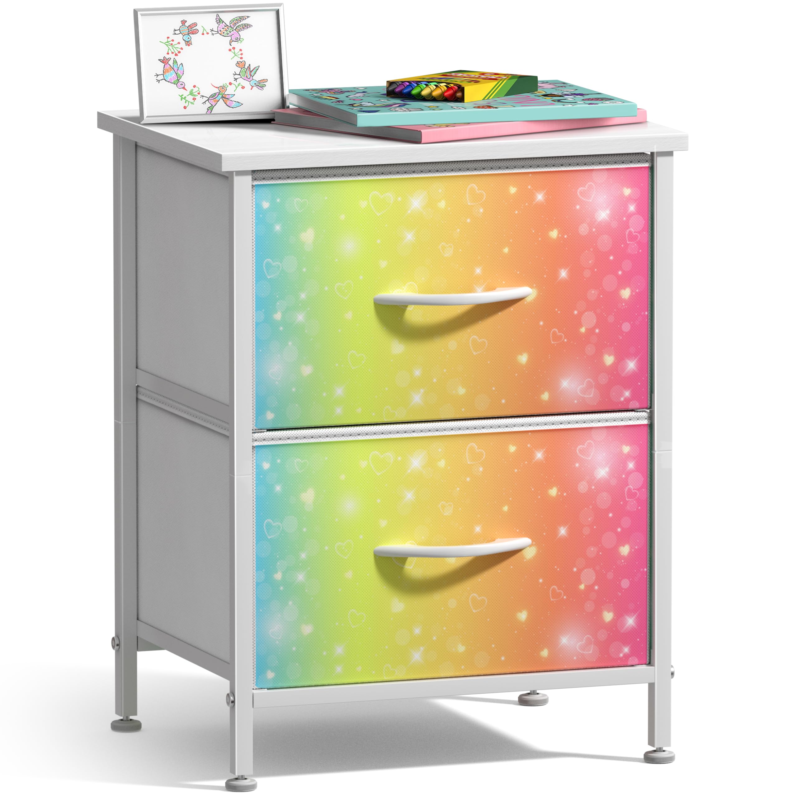 Sorbus nightstand with two drawers viewed from above for bedside organization