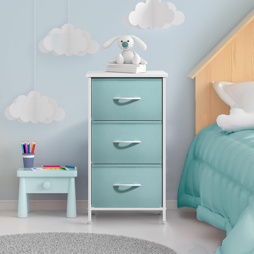 Sorbus aqua pastel fabric bin drawer for soft storage of toys and essentials