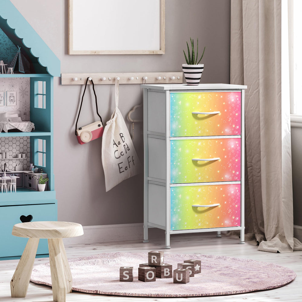 Sorbus nightstand in a cozy bedroom setup for quick organization