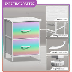 Sorbus nightstand breathable fabric drawers with carry handles.