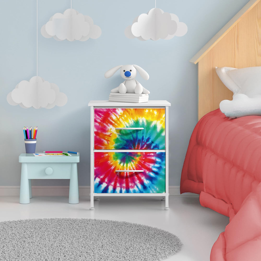 Sorbus fabric-drawer nightstand with pull-out bins for toy organization