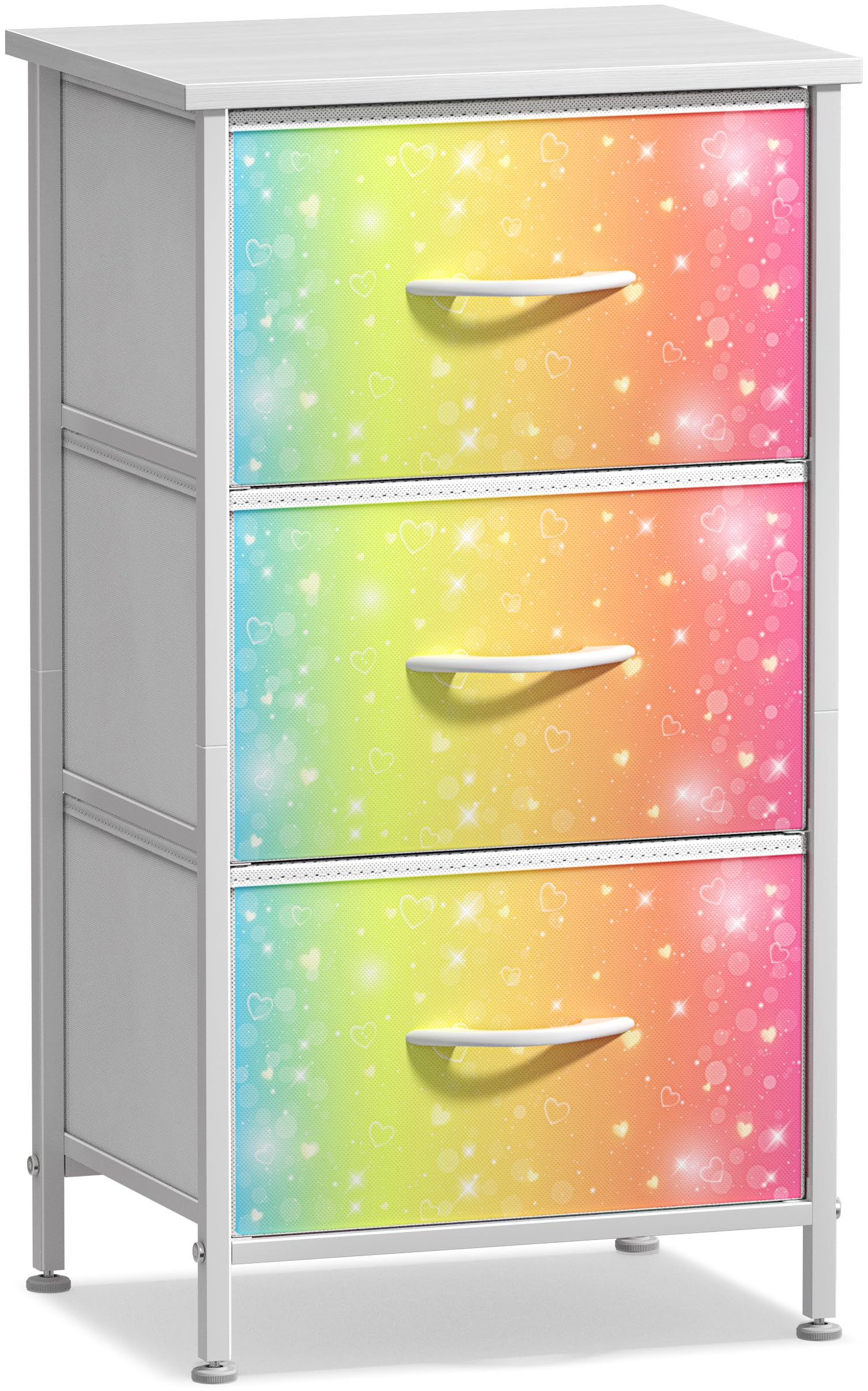Sorbus nightstand with colorful drawers supports toy, book, and blanket storage