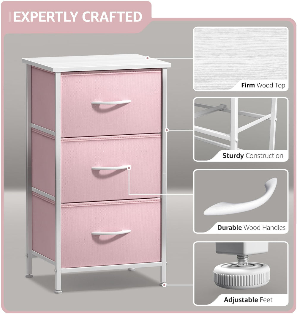 Sorbus nightstand soft fabric drawers with reinforced base for quiet access.
