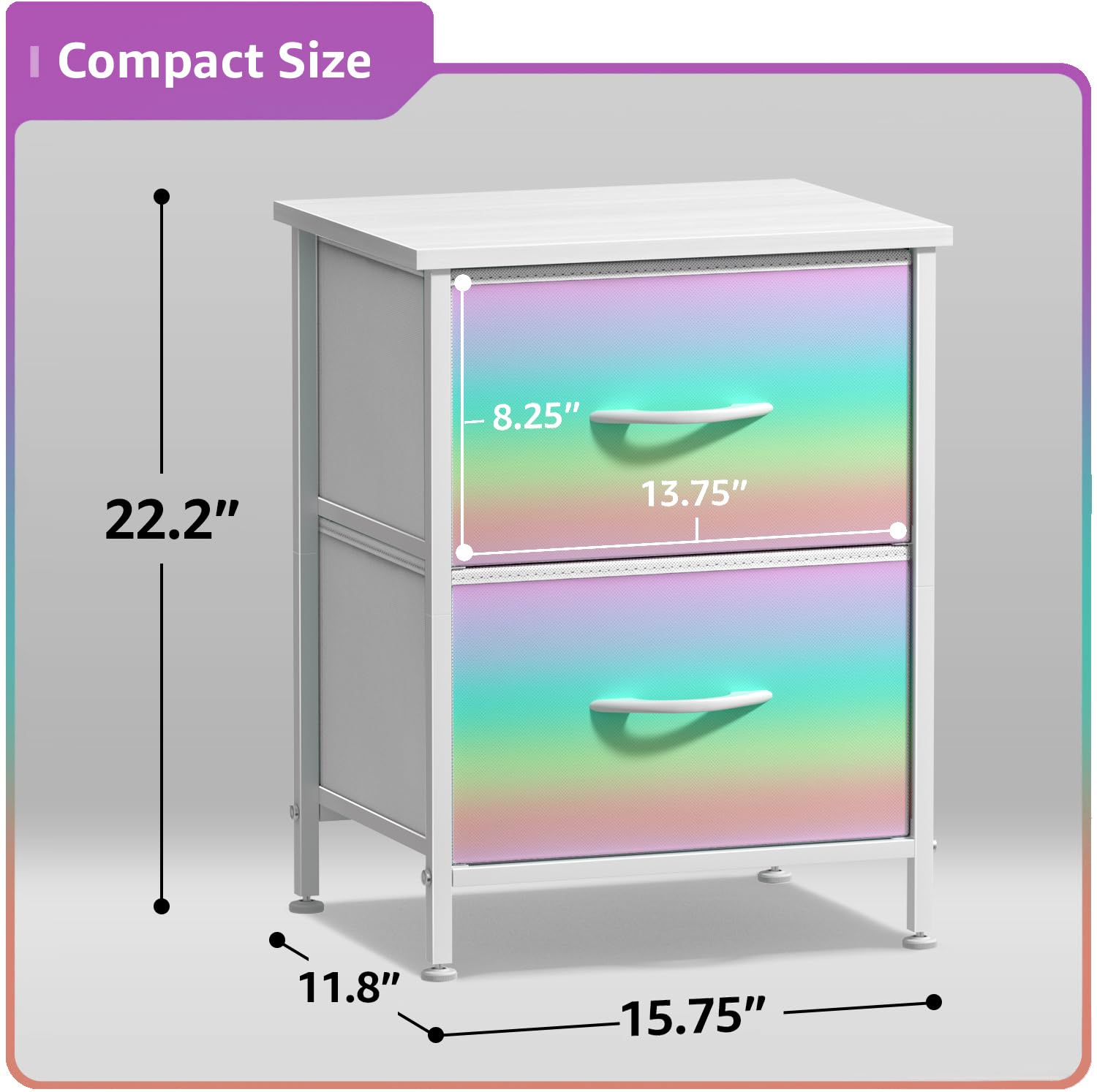 Sorbus nightstand steel frame provides sturdy bedside support.