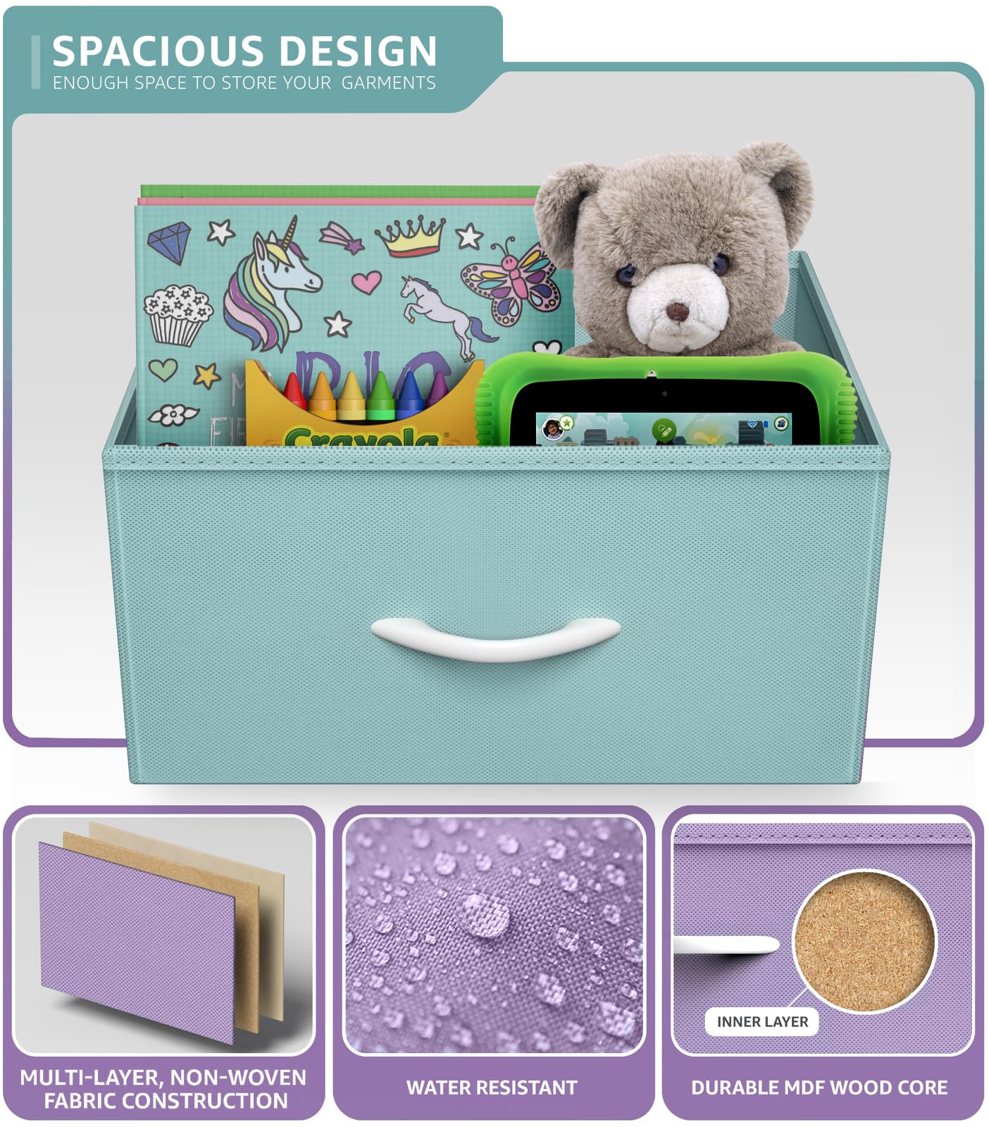 Sorbus nursery setup with pastel dresser boosts kid-friendly organization.