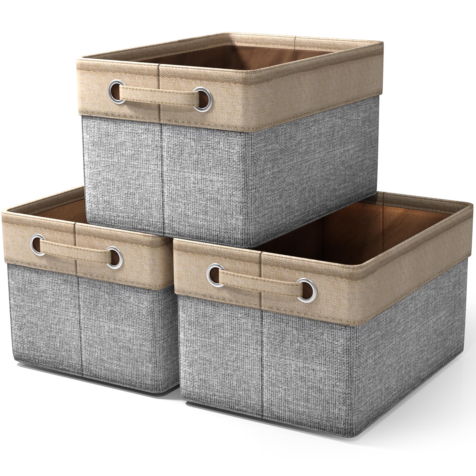 Sorbus premium fabric storage cubes in grey and tan keep closets organized and accessible.