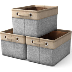 Sorbus premium fabric storage cubes in grey and tan keep closets organized and accessible.