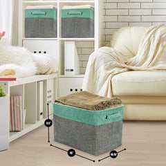 Sorbus teal storage cubes feature dual handles for effortless transport and organizing.