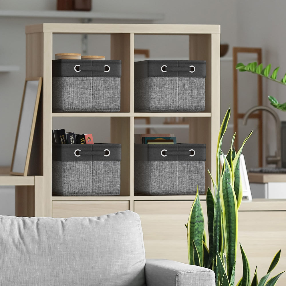 Sorbus rectangle bin with linen interior supports organized closets.