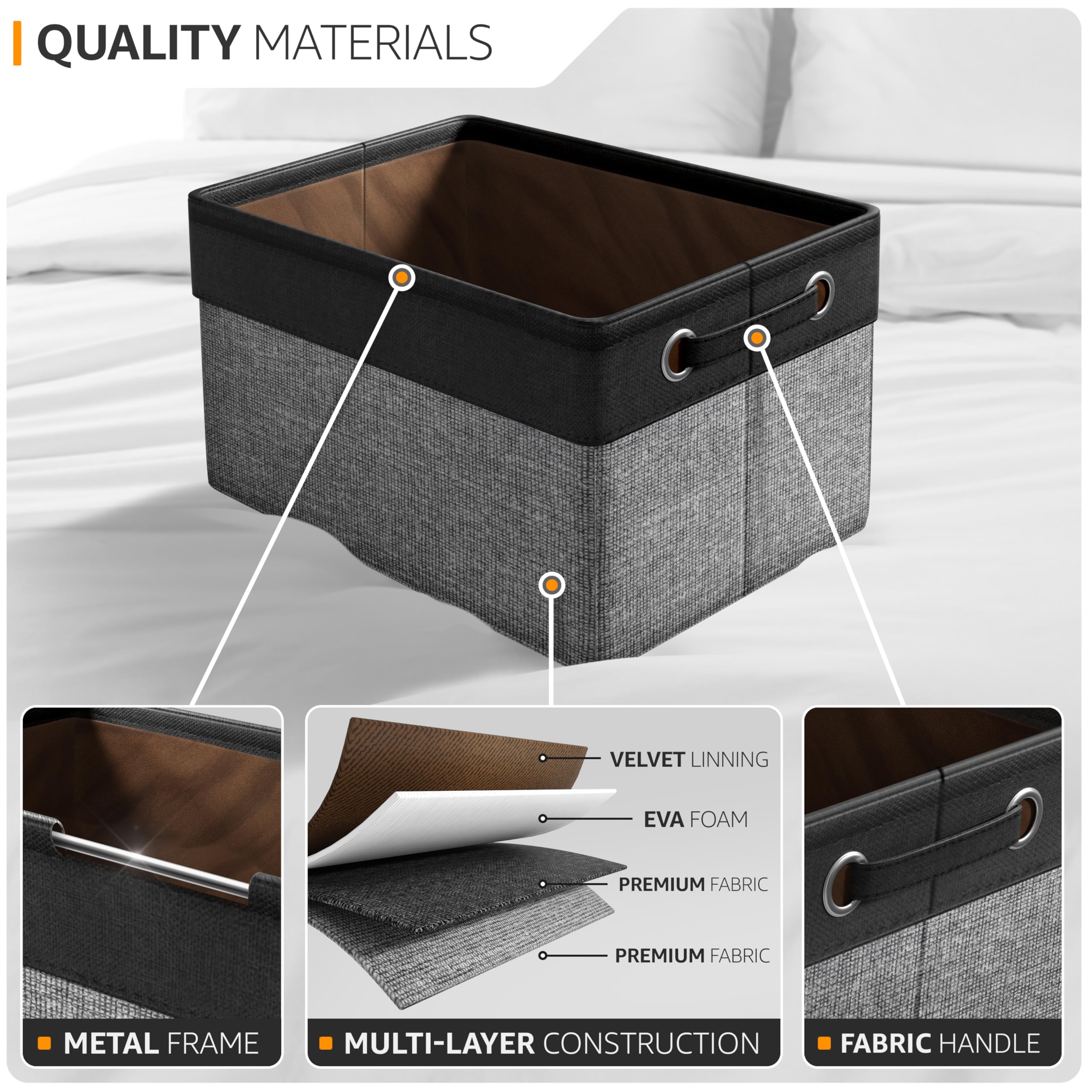 Sorbus soft storage bin designed for shelf corners and quick access.