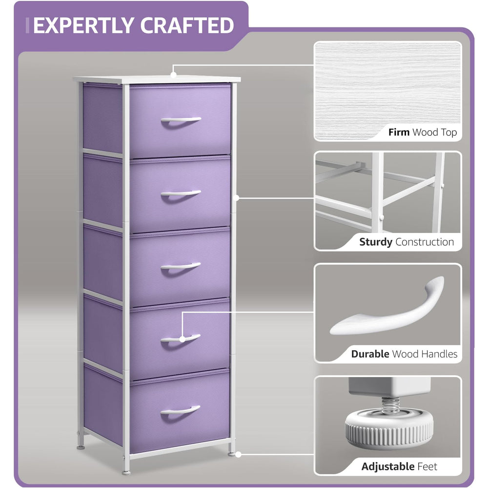 Sorbus soft fabric drawers with reinforced base for quiet, smooth opening.
